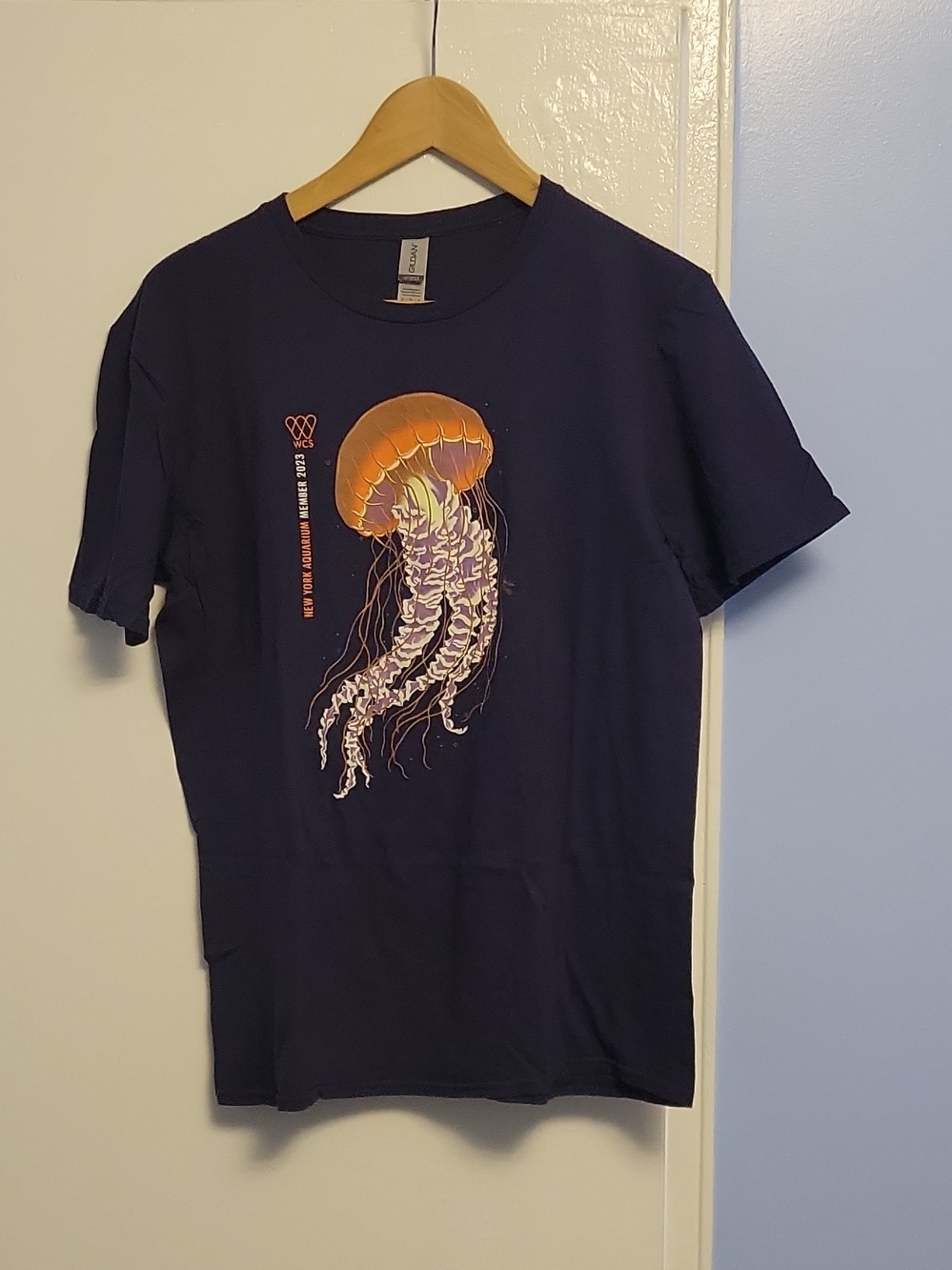 Gildan Navy Short-Sleeve Tee with Orange & Purple Jellyfish Graphic